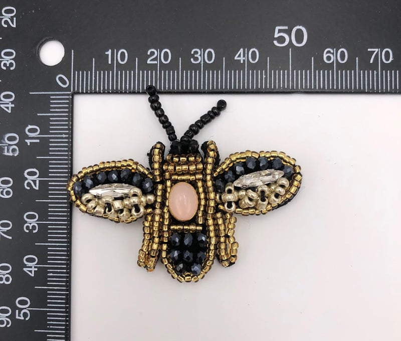 ESH7 5 Pcs Dragonfly Beaded Patches Rhinestone Sew On Sequin Patch Handmade Insect Bead Patch Bee Applique for Handbag Jeans Jackets Shoes Clothing - Image 4